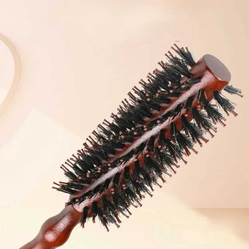 6 styles natural bristle brush circular brush wooden handle circular bucket brush curling brush curling styling tool W241112