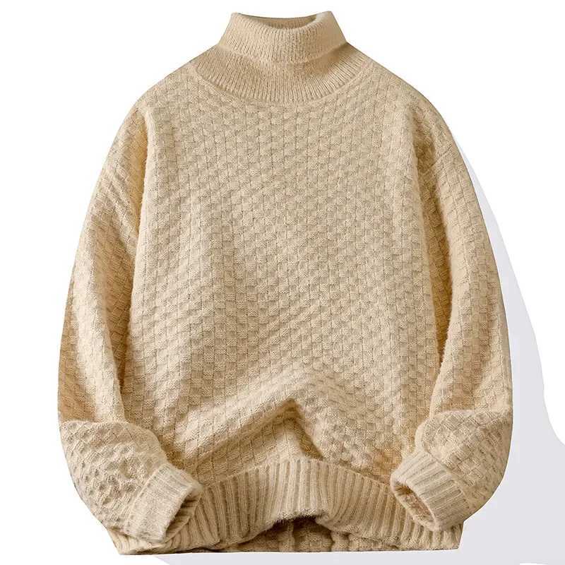 Autumn and Winter Turtle Neck Sweater Mens Thick Bottom Warm Knitted Mens High Fashion Brand Twisted Flower Mens Zipper Comfortable W2411111