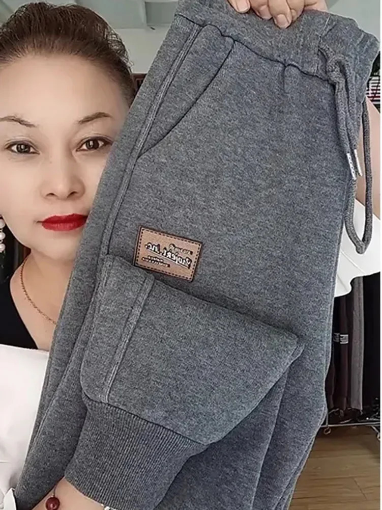 Winter plus 6XL cashmere plush sports pants for women casual and warm harem pants thick wool lining jogging bag 90cm Pantalones 241112