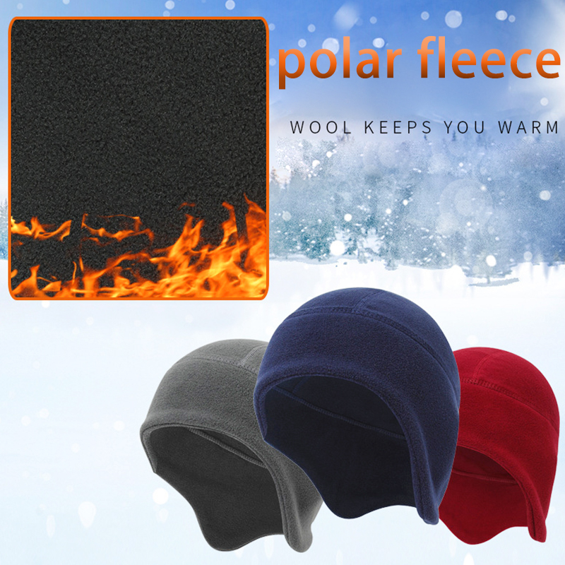 Winter Polar Fleece Skull Caps Windproof Thermal Cycling Helmet Liner Outdoor Sport Hat MTB Bicycle Raiding Motorcycle Headwear