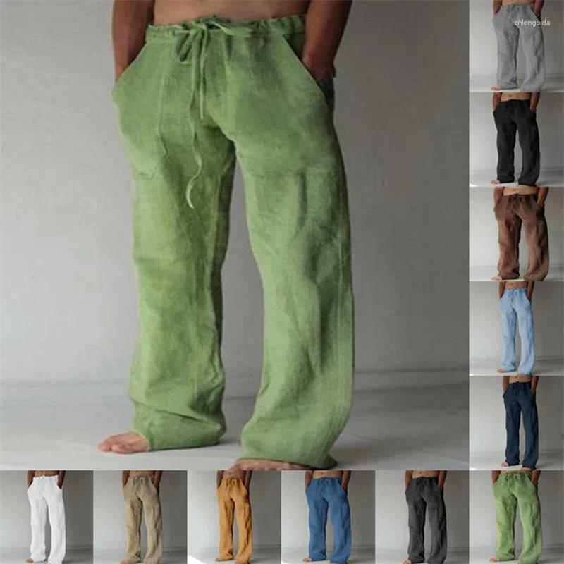 Mens Pants Cotton Linen Casual Male Shorts Breathable Trousers Fitness Streetwear For Men Clothing Jogging Autumn Summer