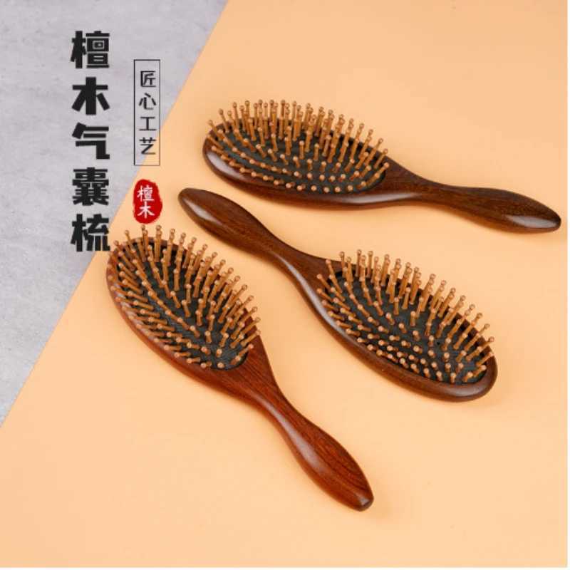 Golden wire green sandalwood air bag comb air cushion anti-static massage wooden comb curly hair brush curly hair brush W241112