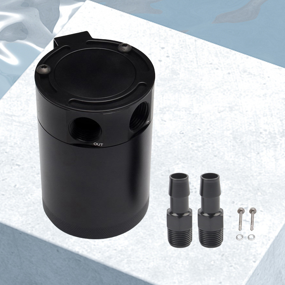 Universal Car Baffled Oil Catch Can Tank Aluminum Alloy Reservoir Separator 2/3 Port Fluid Filter Cylinder Breather Separator