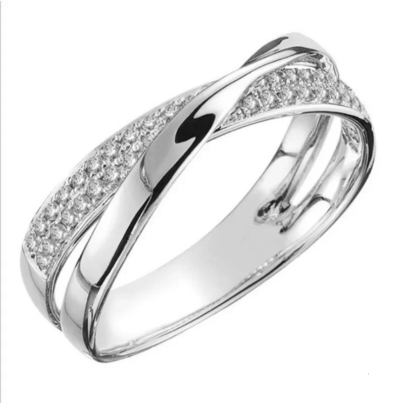 est Stainless Steel Two Tone X Shape Cross Ring for Women Wedding Rose Gold Color Trendy Jewelry Rings Anillos 241112