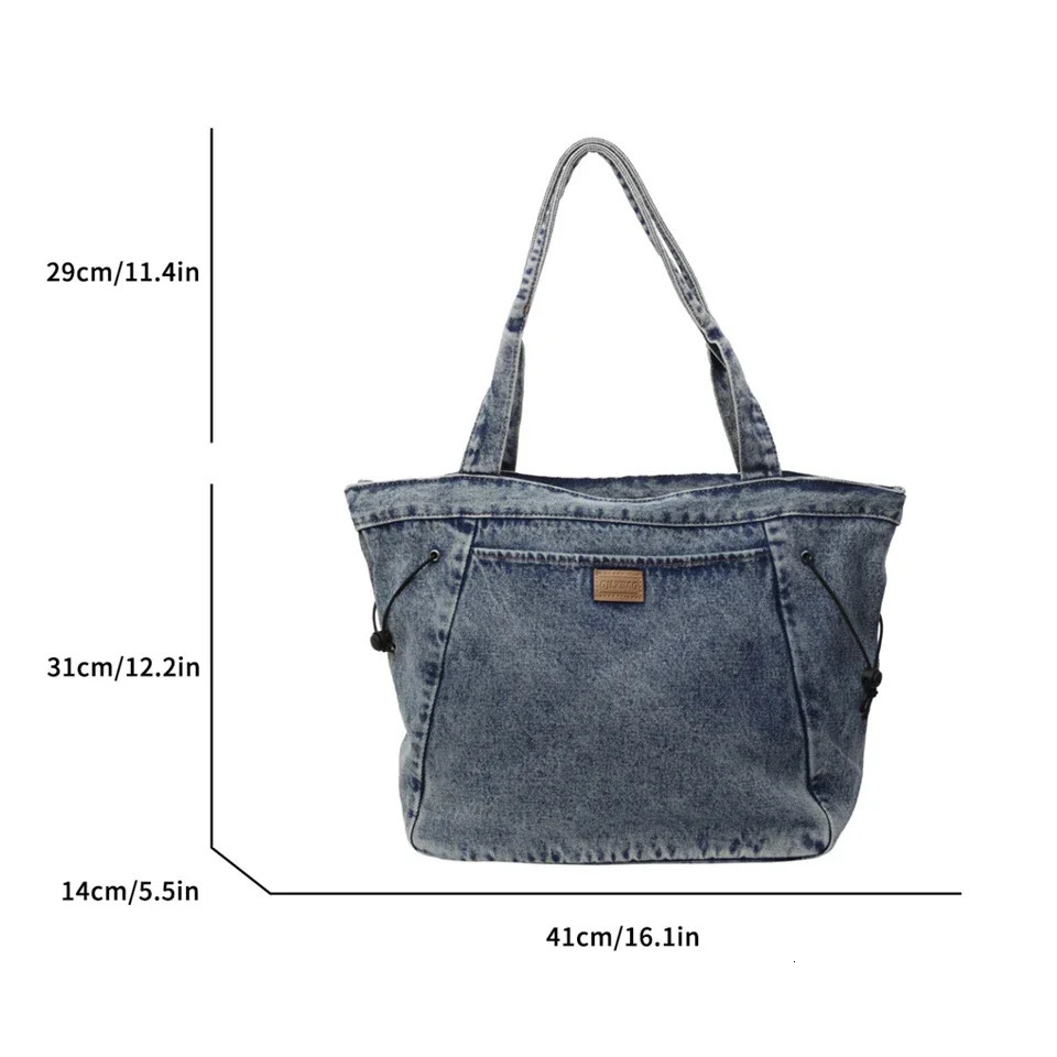 jeans womens bag trend denim messenger bag Y2K canvas shoulder bag large ecological bag Korean shopping womens bag handbag 241111
