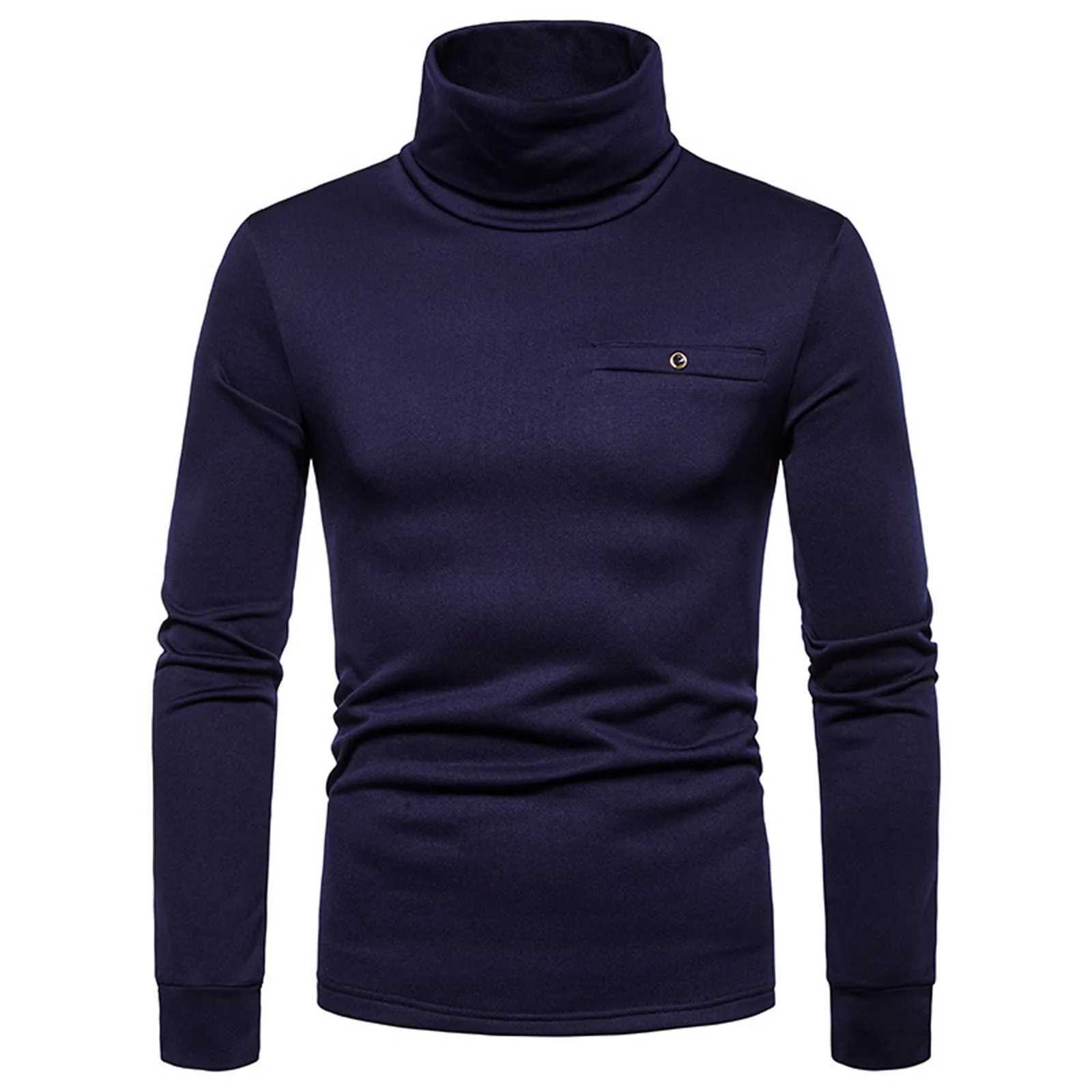 Mens Pullover Sweater Winter Thick Warm Turtle Neck Top Elegant Fashion Hot Underwear Basic Plain Shirt Long Sleeve Top W2411111