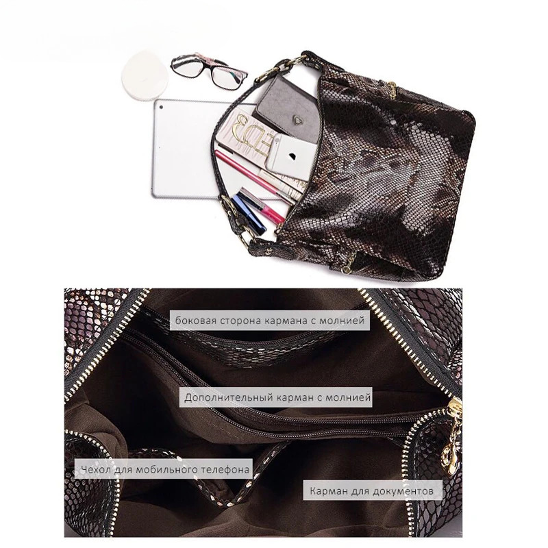 100% Real Lady Snake Bags Shiny Serpentine Emed Genuine Leather Handbags For Women Genuine Leather Serpentine BagVoyage