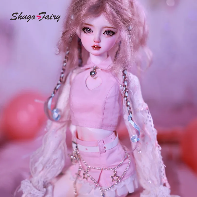 ShugaFairy Bariy 1/4 Bjd Dolls Girl Group Pink Skirt Good Girl Cute Style Long Straight Hair Ball Jointed Doll Bjd Doll Full Set