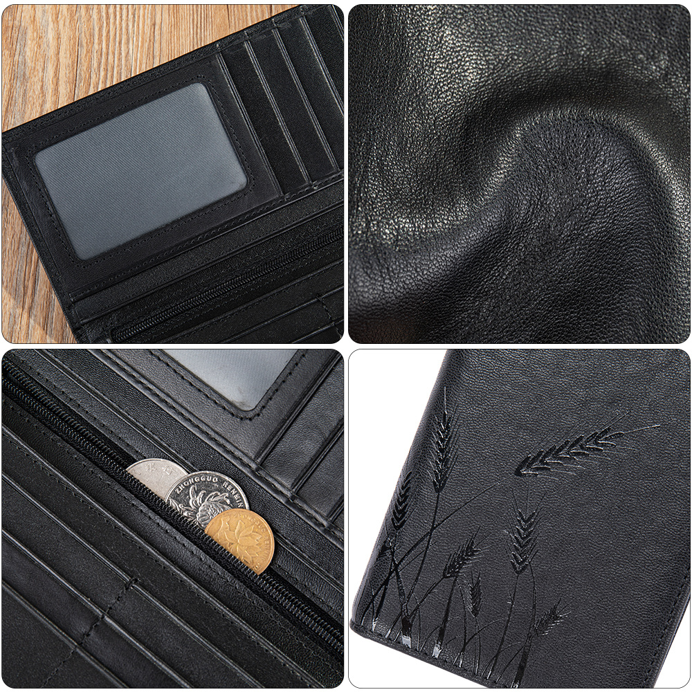 RFID Men's Wallet Blocking Casual Genuine Leather For Men Women Pocket Purse Bifold Card Holder Slots Black s 58148
