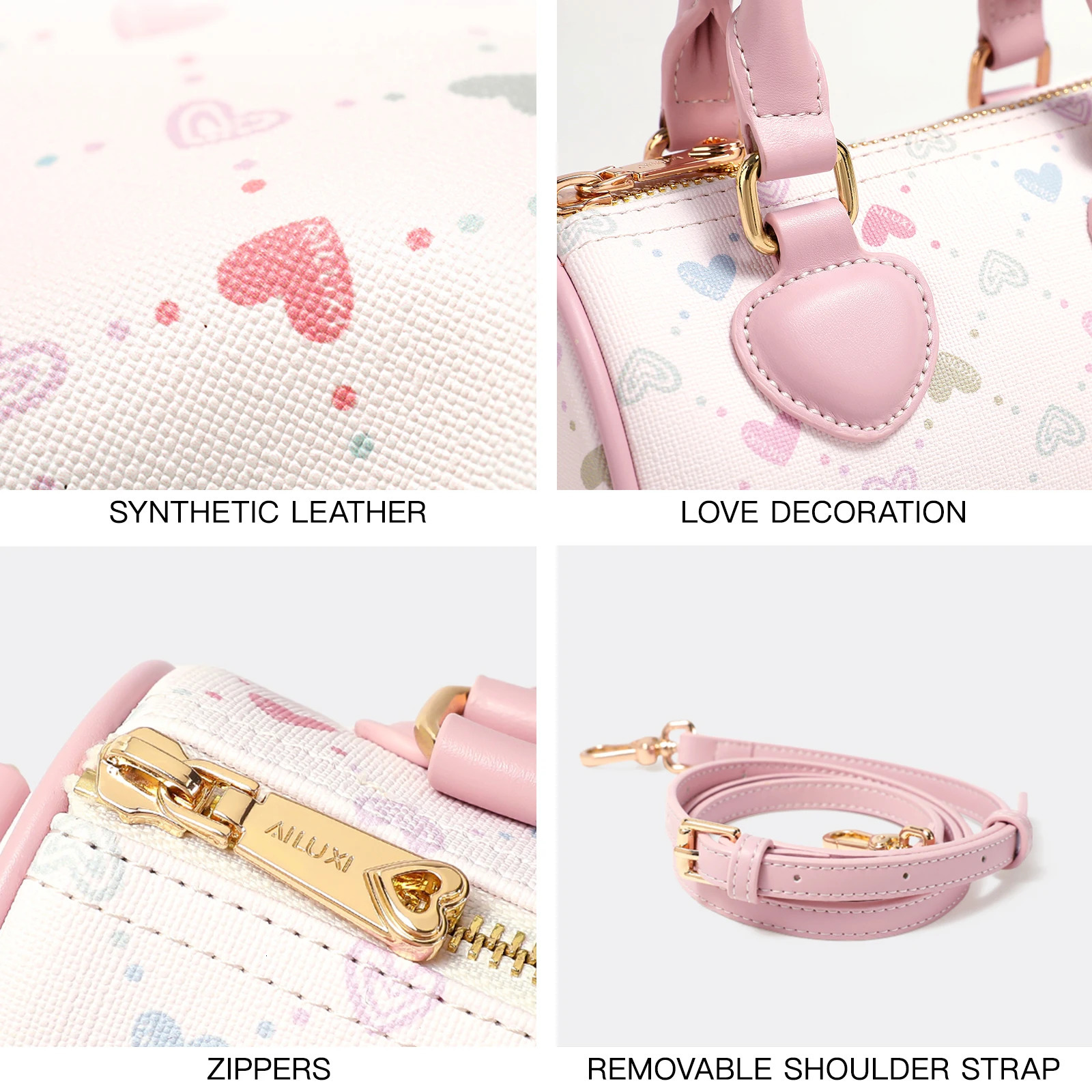 AILUXI Valentines Day Love Boston Bag Ladies Fashion Handbag Suitable for Gift Shoulder Crossbody 241111