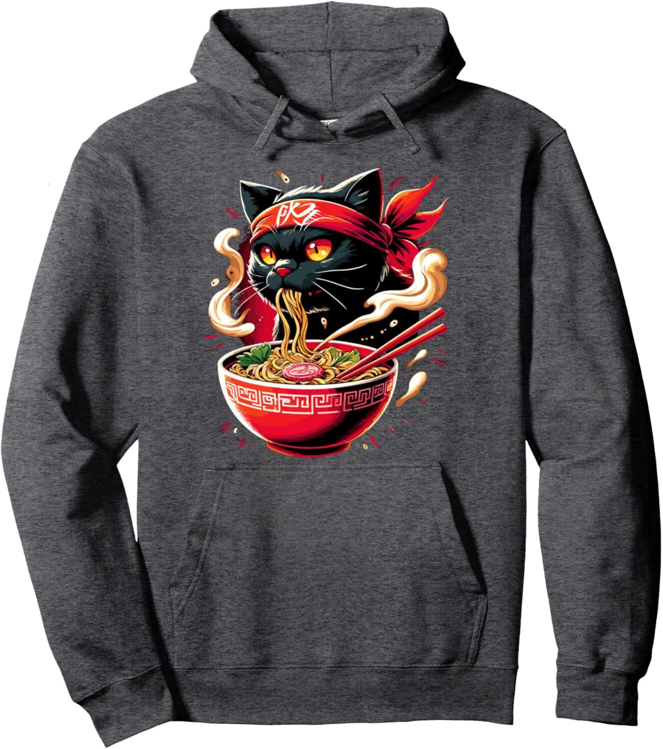 Hoodie for Mens Womens Cat Ramen Noodle Japanese Anime Manga Kawaii Cat Pullover Hoodie Graphic Hoodies sweatshirt