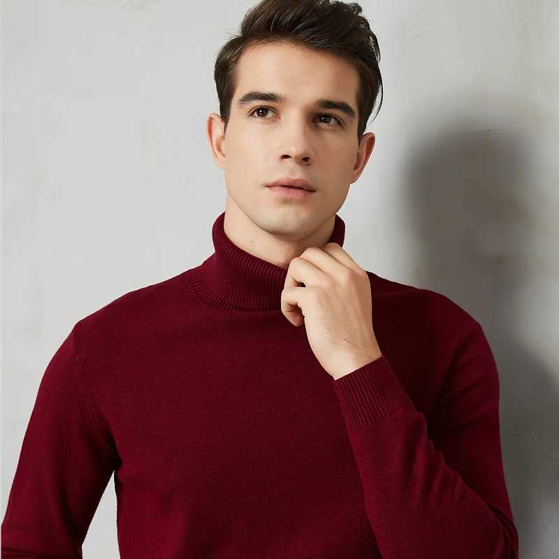 8-color Turtleneck mens sweater for autumn and winter 2020 new thick and slim fit solid color Pullover white mens brand red and blue W2411111
