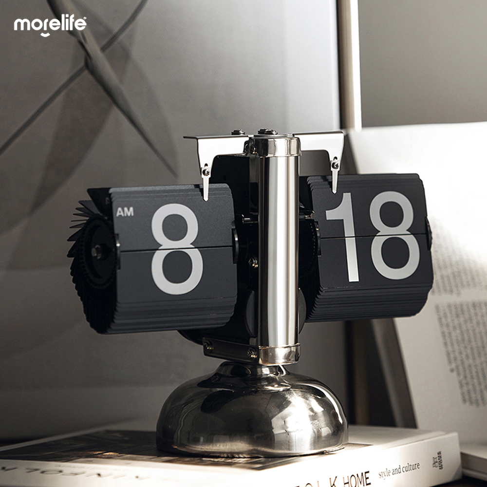 Nordic Style Desktop Clock Creative Flip Down Page Desk Clocks Retro Flip Table Clock Mechanical Automatic Flip Clock Home Decor