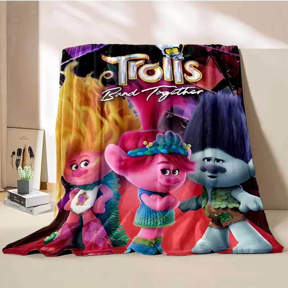 Trolls Band Together Cartoon Blanket Warm Soft Fluffy King Size Throw Kid Adult Sofa Bed Break Blanket Cover Travel Throw GiftXJ241111