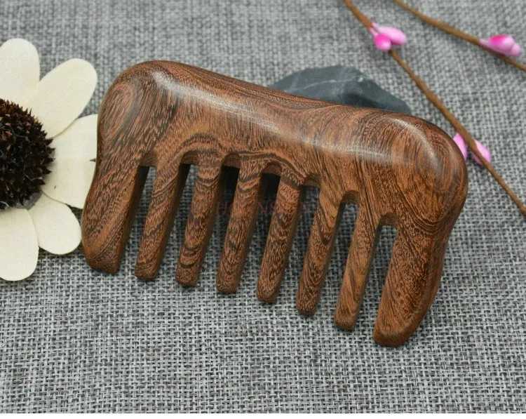 Natural ebony massage breast cleaning scraping sandalwood comb wide tooth health comb W241112