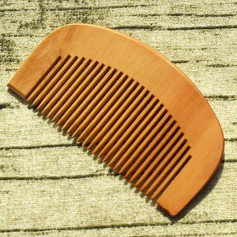 Pc natural peach wood comb closed teeth anti-static head massage beard hair care tools beauty accessories barber female hair W241112