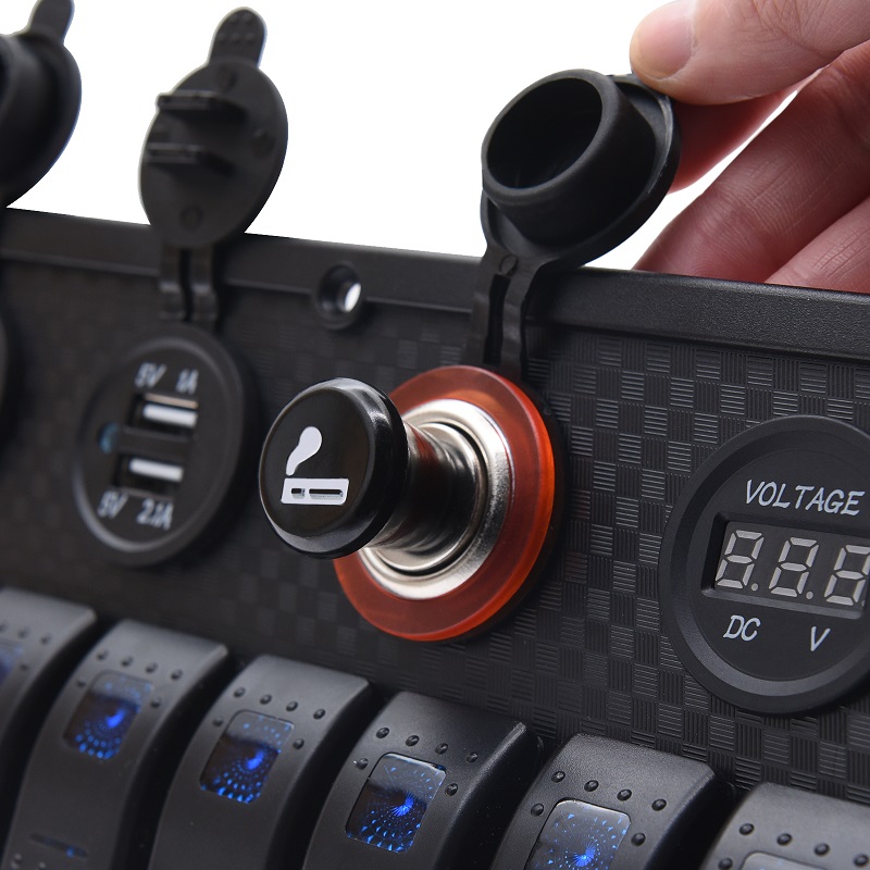 Waterproof Panel Dual USB Socket Car Charger LED Voltmeter Power Outlet Switch Truck Trailer Camper Motorhome Marine Boat