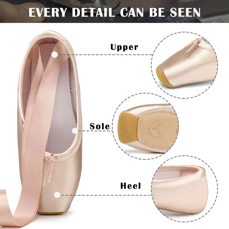 Womens Ballet Shoes Womens Pink Silk Ballet Dancer Ribbon Ballet Shoes Pointe Childrens Professional Ballet Shoes 241111
