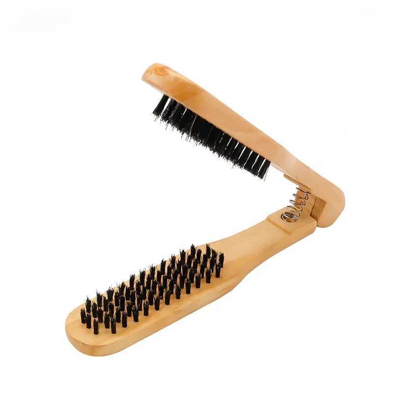 Professional V-shaped straight hair comb double brush hair comb wooden brush anti-static styling tool W241112