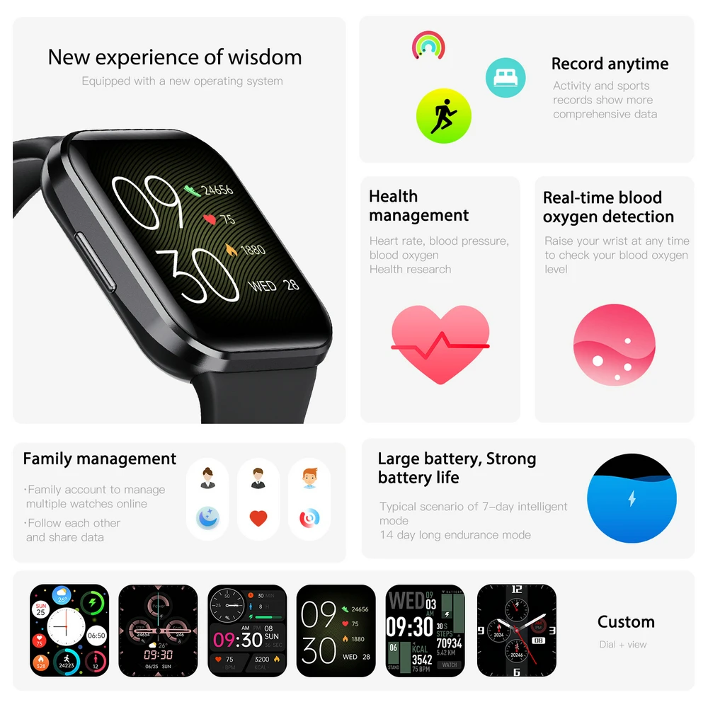 EFFEOKKI Health Smart Watch for Women Girl Health Monitor Heart Rate Tracking Lady Versa Smartwatch for Apple Iphone Xiaomi