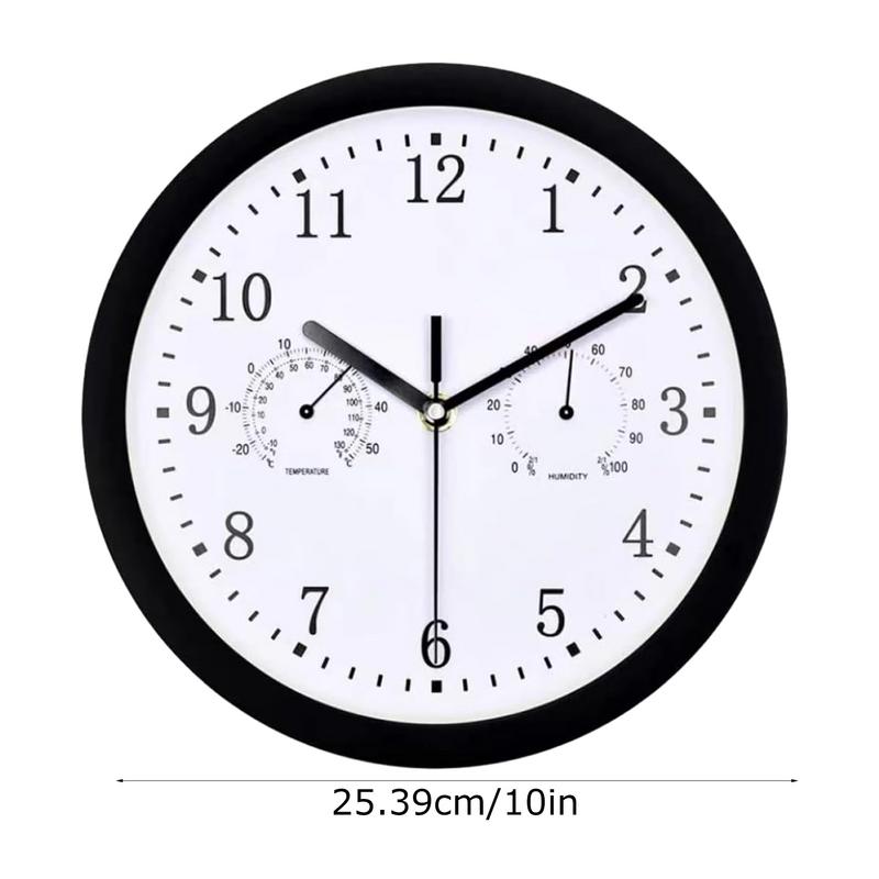Outdoor Clocks Waterproof Outdoor Wall Clock with Hygrometer 10 Inch Silent Round Battery Operated Easy to Read Decorative