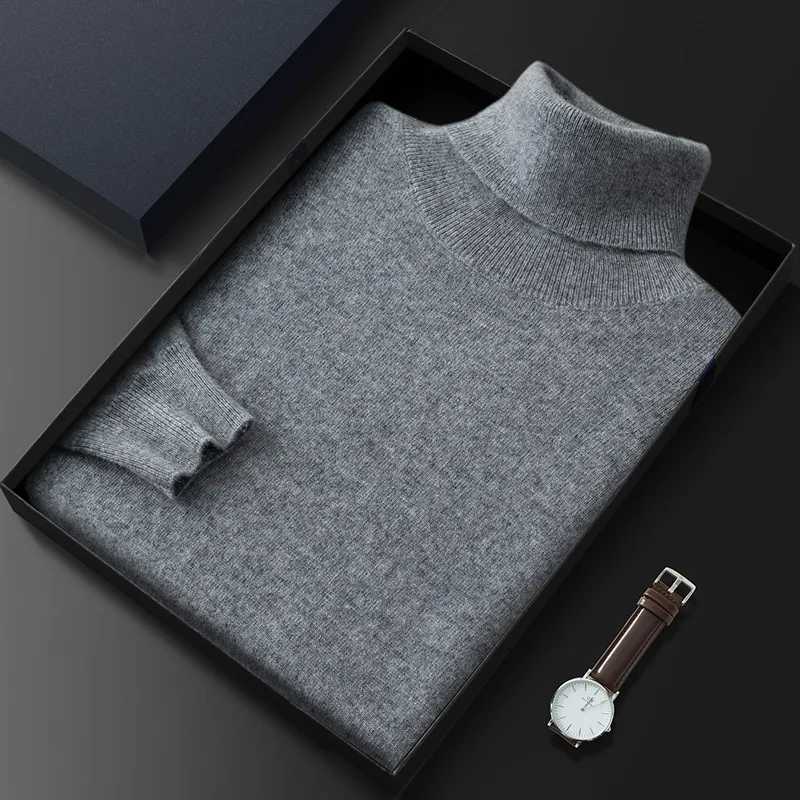 Mens Turtleneck Knitted Sweater 2024 Winter Cashmere Cotton Blended Comfortable Warm High Collar Pulled Mens Jumper Rod W2411111
