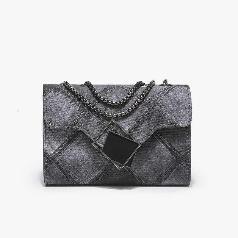 2024 new water ink denim simple chain crossbody dia check emed small square bag with single shoulder
