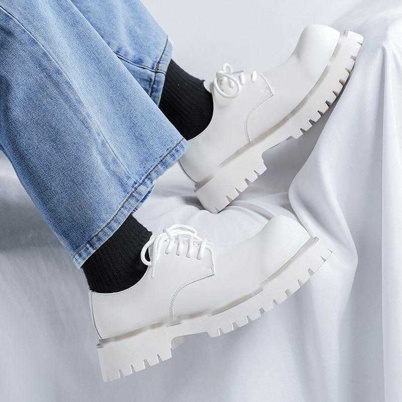 Men Dress Shoes Big Toe Shoes Mens Thick Soled Casual Shoes High Rise British Style Low Yellow Boots Workwear Leather Shoes 241009