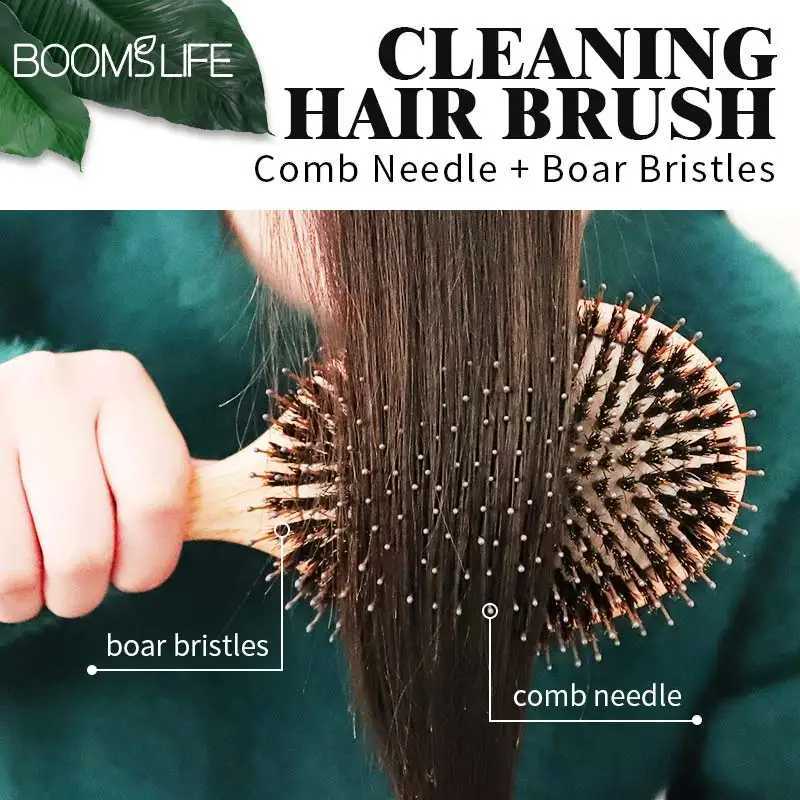 Pig mane hair brush womens wooden comb scalp massage brush angular hair brush oak tree hair brush hair cutting comb W241112