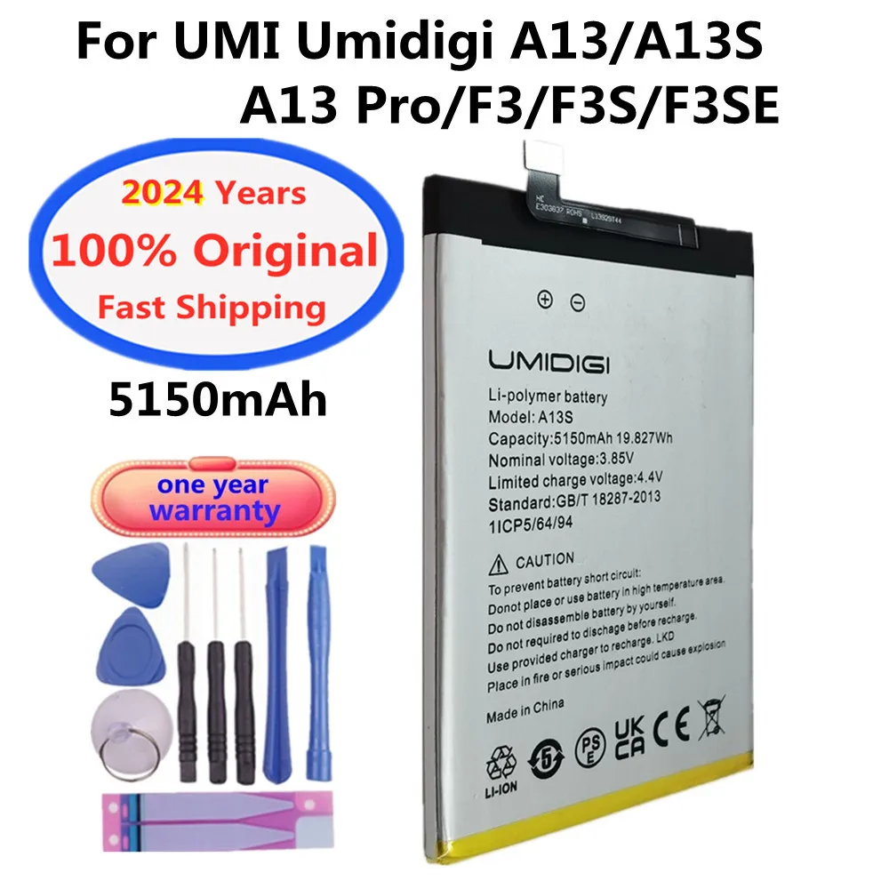 2024 Years New 100% Original Battery For UMI Umidigi A13 / A13 Pro A13S F3 F3S F3SE 5150mAh High Quality Phone Bateria Battery