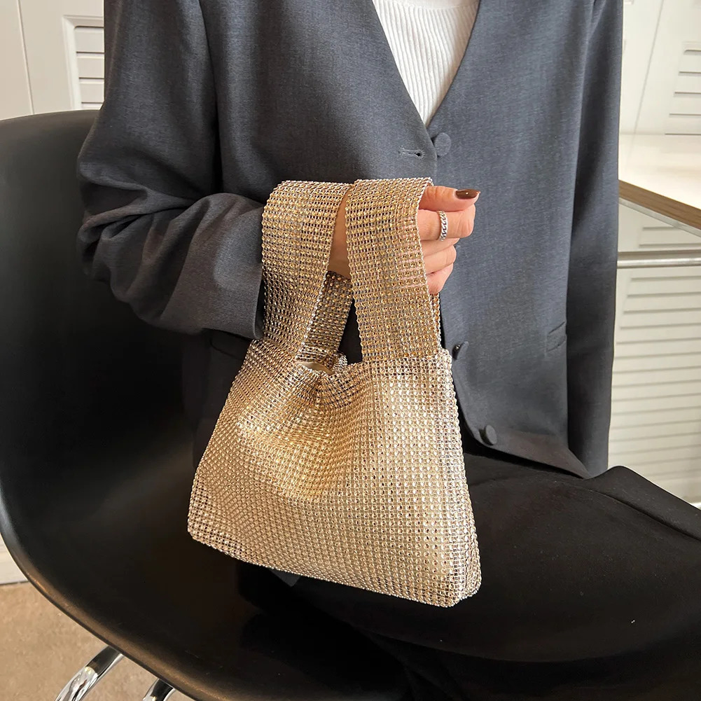 Crystal Handbags Bling Clutch Bag Glitter Party Evening Gold Versatile Small Tote 241112