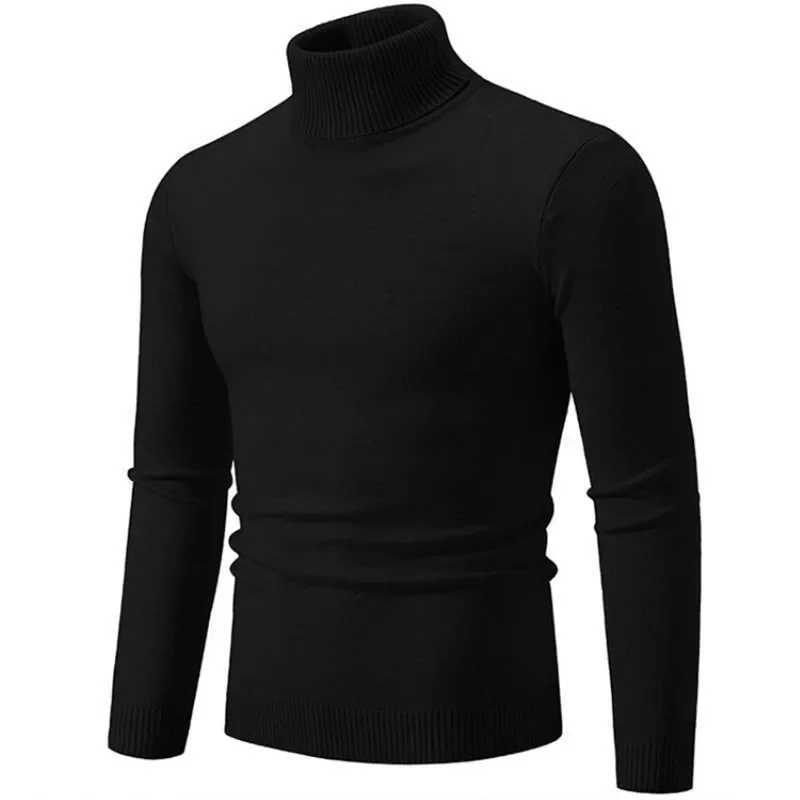 Mens high neck sweater solid color latte art autumn and winter turtle neck warm bottom shirt casual wool sweater 5XL-M W2411111