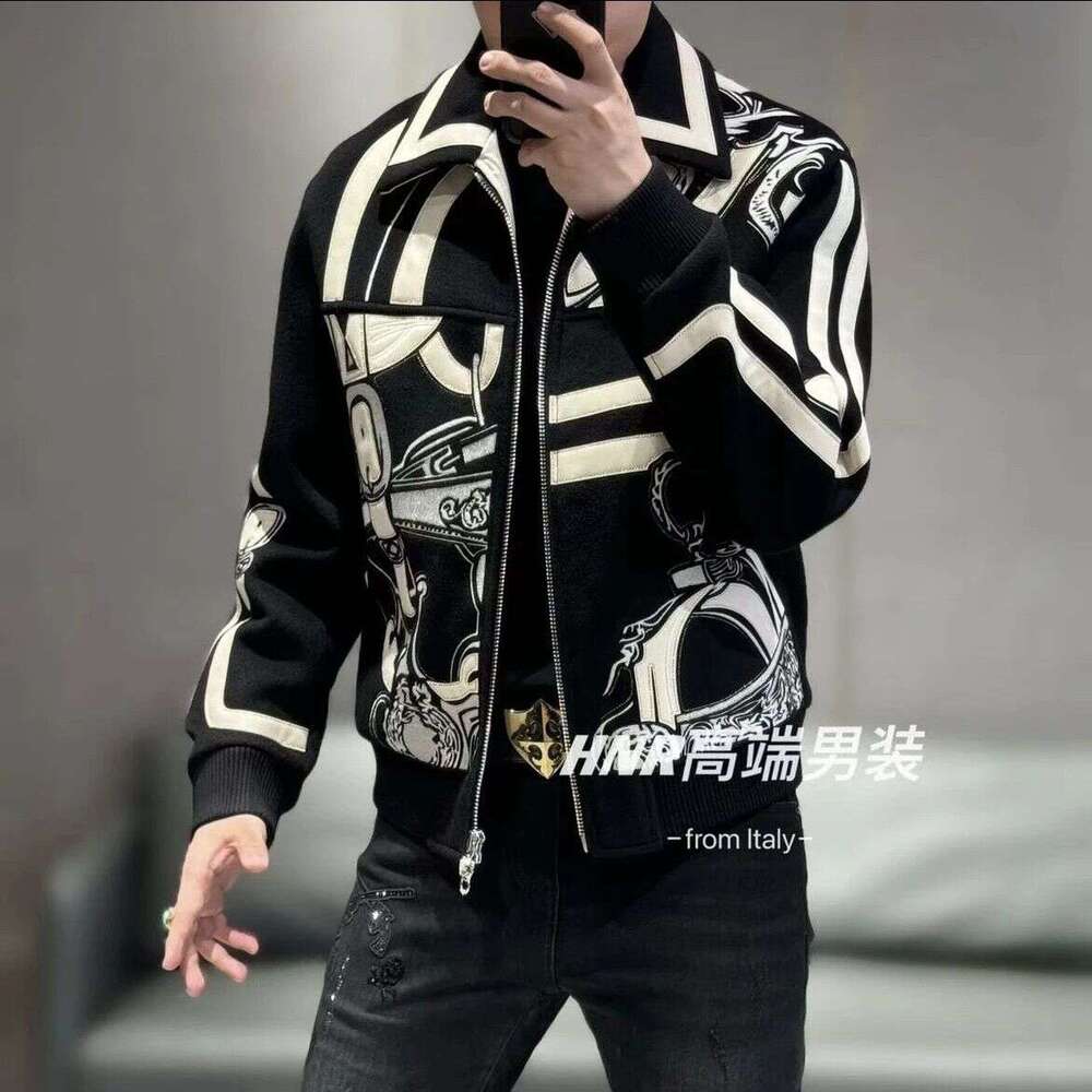 Irregular Pattern Printed New High-end Men's Fashionable Casual Trend Versatile Jacket
