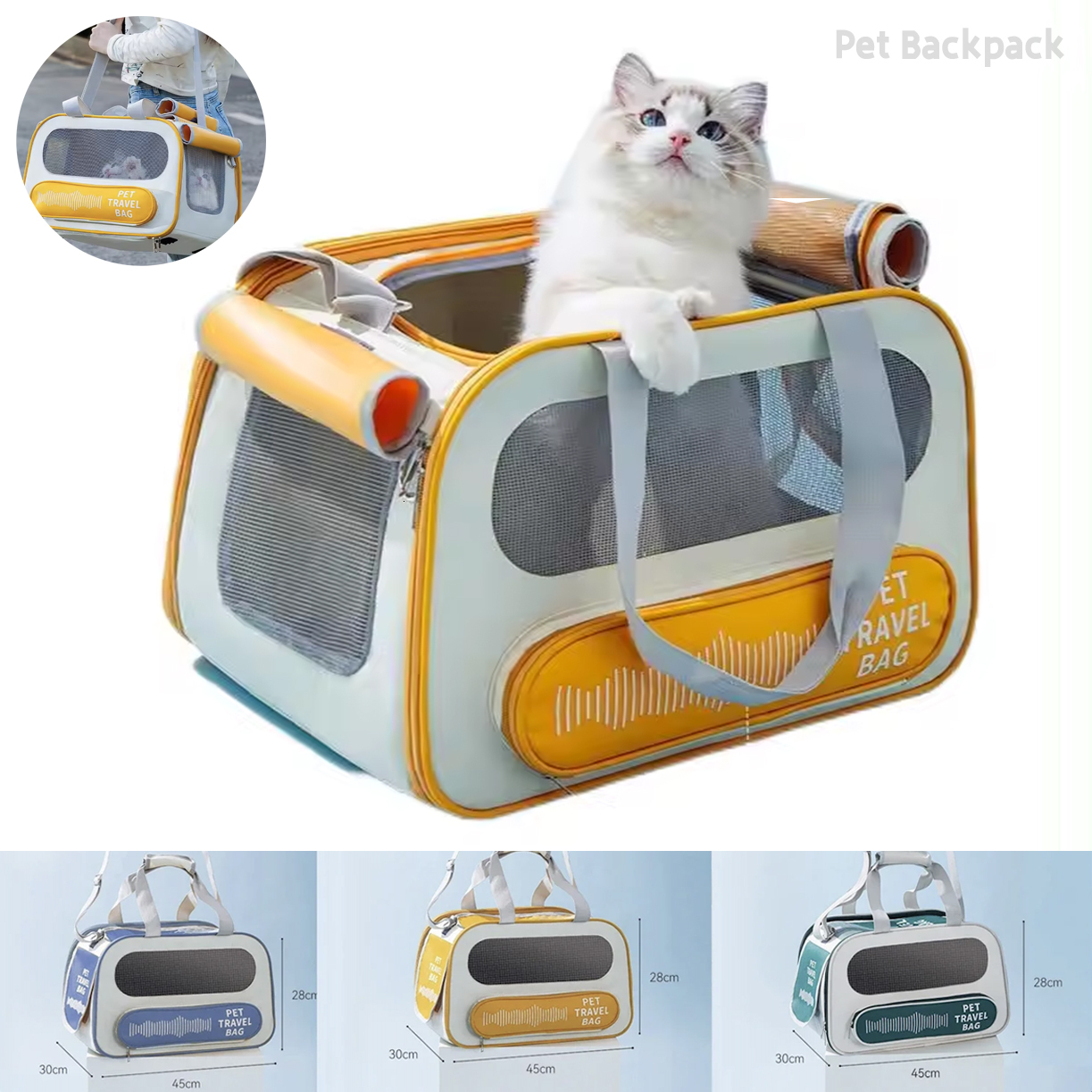 Foldable Musical Rhythm Large Capacity Puppy Carrier Backpack Cats Transport Wear-Resistant Breathable Cat Supplies