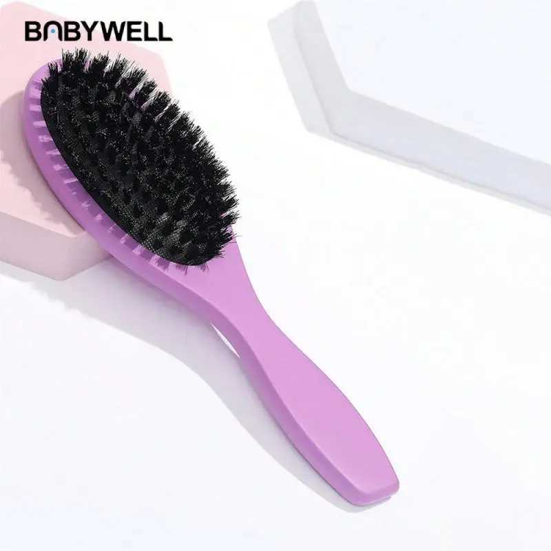 Natural bristle brush massage comb anti-static hair scalp blade brush beech wood handle hair comb hair comb W241112
