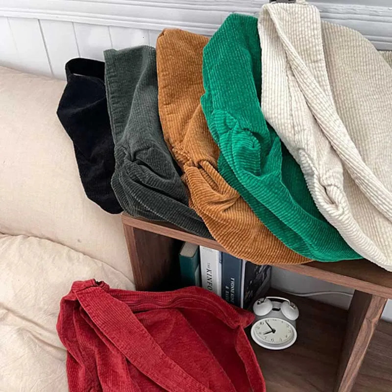 Hylhexyr Womens Crossbody Messenger Bag Large Capacity Shoulder Bags Casual Corduroy Tote Handbag Solid Color With Zipper 241111