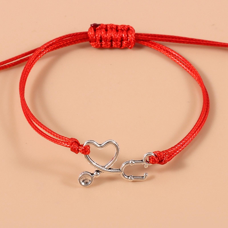 PC New Card Bracelet Simple Creative Stethoscope Wax Hand woven Adjustable Bracelets For Women And Men 5