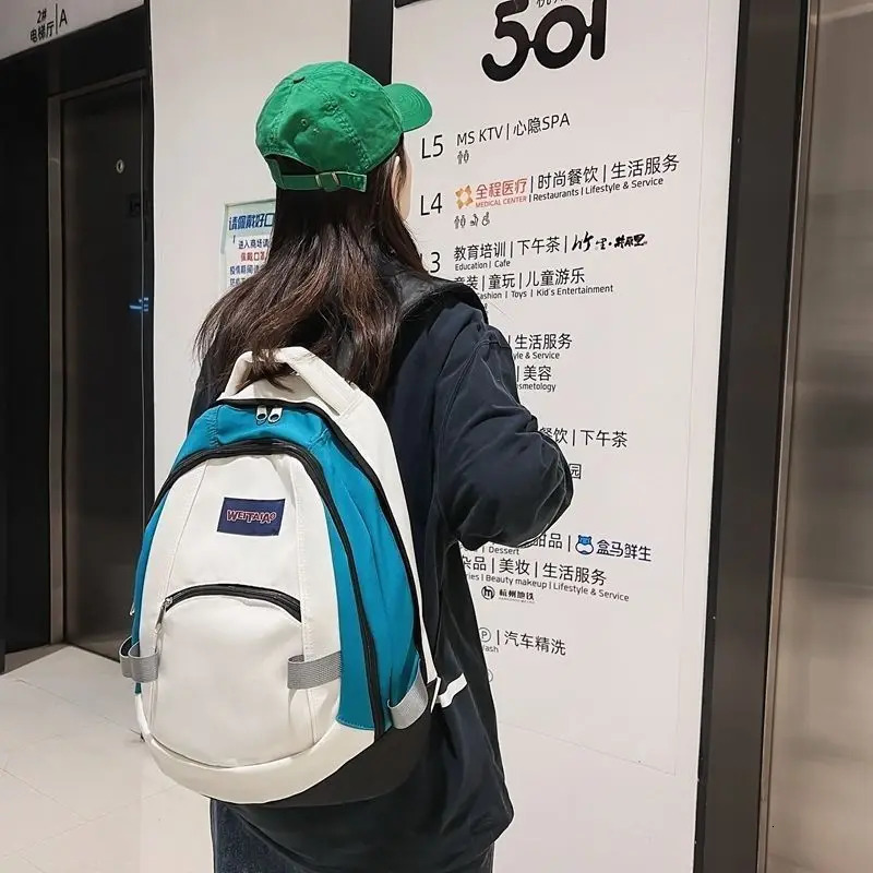 Fashionable womens backpack Harajuku retro student backpack nylon waterproof large capacity backpack casual travel bag womens backpack 241111