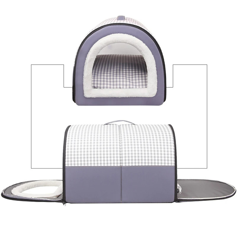 Enclosed Warm Bed for Small Medium Dogs Foldable Waterproof Dog Cave House Removable Cat Nest Basket Pet Supplies