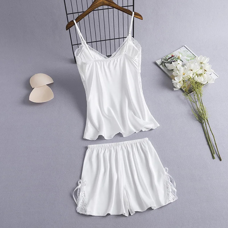 2-piece Cami Horses Sleep Set Womens Pajama Set Sexy Lace Home Clothing V-neck Pajama Lounge Wearing Summer Evening Dress 241112