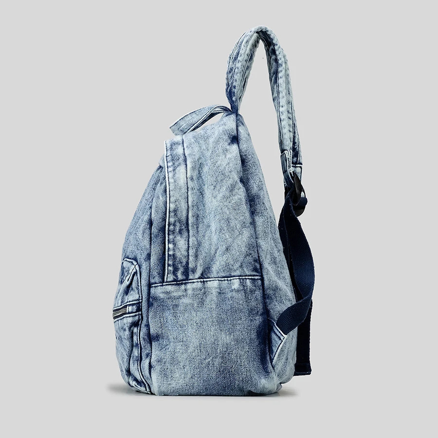 Retro washed denim womens backpack trend tie dye college backpack Y2K travel school backpack 241111