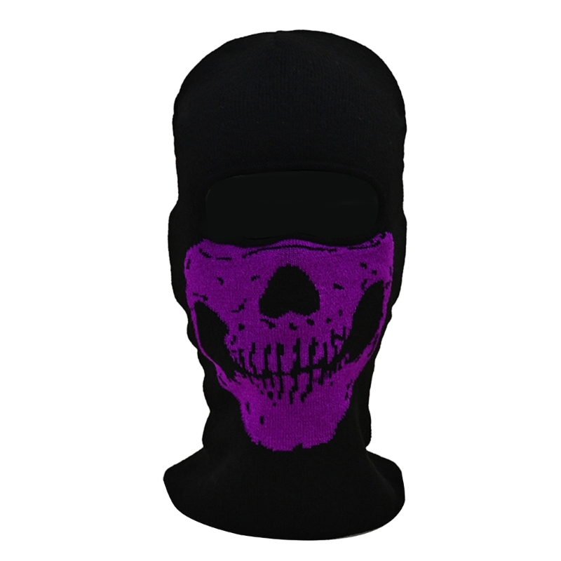Halloween Balaclava Knit Beanie Hat Neck Warmer Party Holiday Skull Pattern R7RF