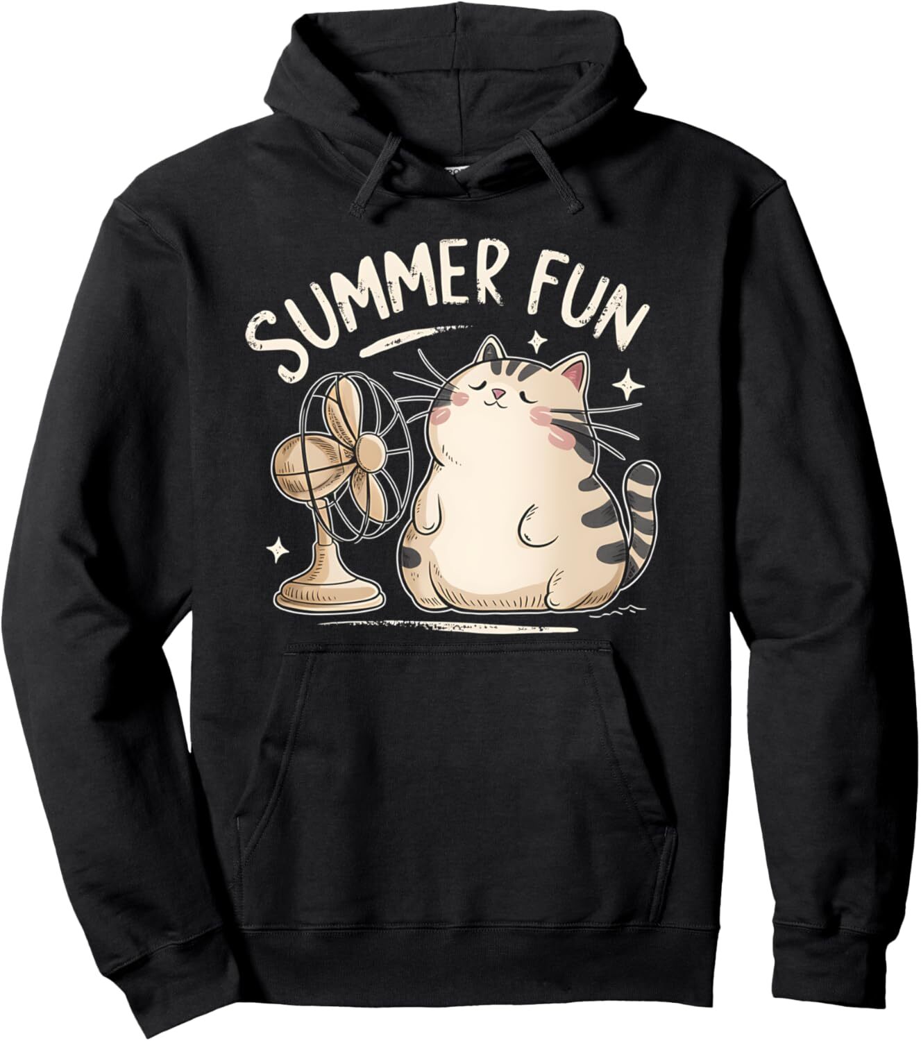 Hoodie for Mens Womens Summer Cat With Fan Graphic Tees Pullover Hoodie Graphic Hoodies sweatshirt
