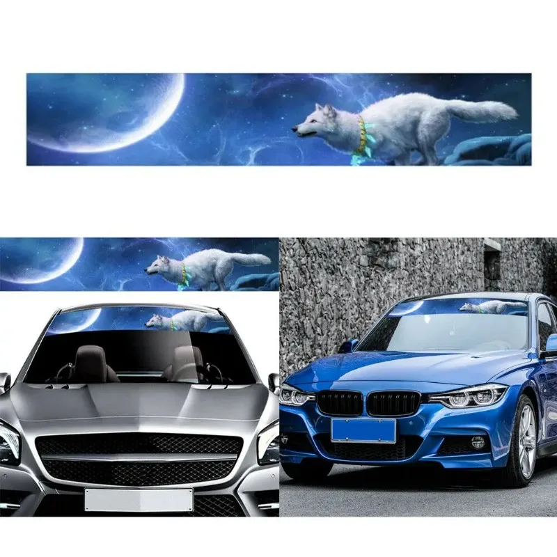 1PC 3D Effect Wild Beast Car Stickers Front Windshield Auto Banner Vinyl Decals for Window Sunscreen Automobile Decoration