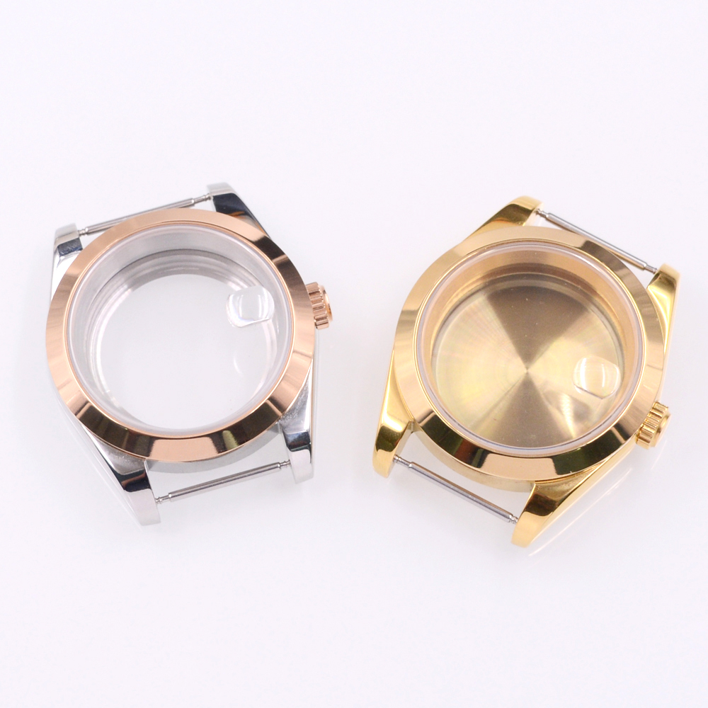 36MM/40MM Sapphire Glass Watch Case Fit NH34 NH35 NH36 PT5000 ETA2824 2836 Miyota 8215 8205 Movement Sier/Rose Gold 011d8
