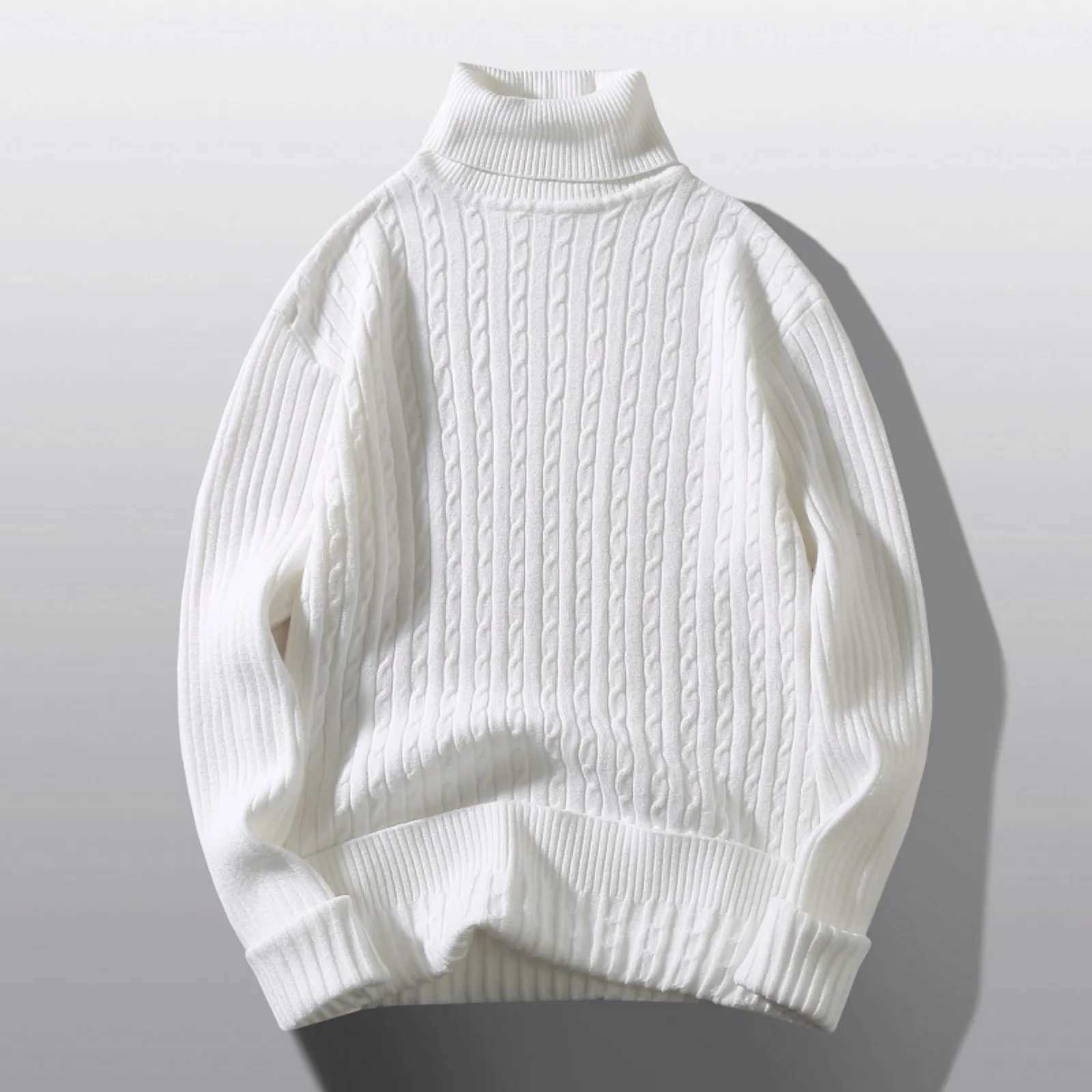 2024 New Winter Ultra Thin Mens Casual Turtle Neck Sweater Mens New Fashion Solid Warm Fitness Mens Pullover Sweater W2411111
