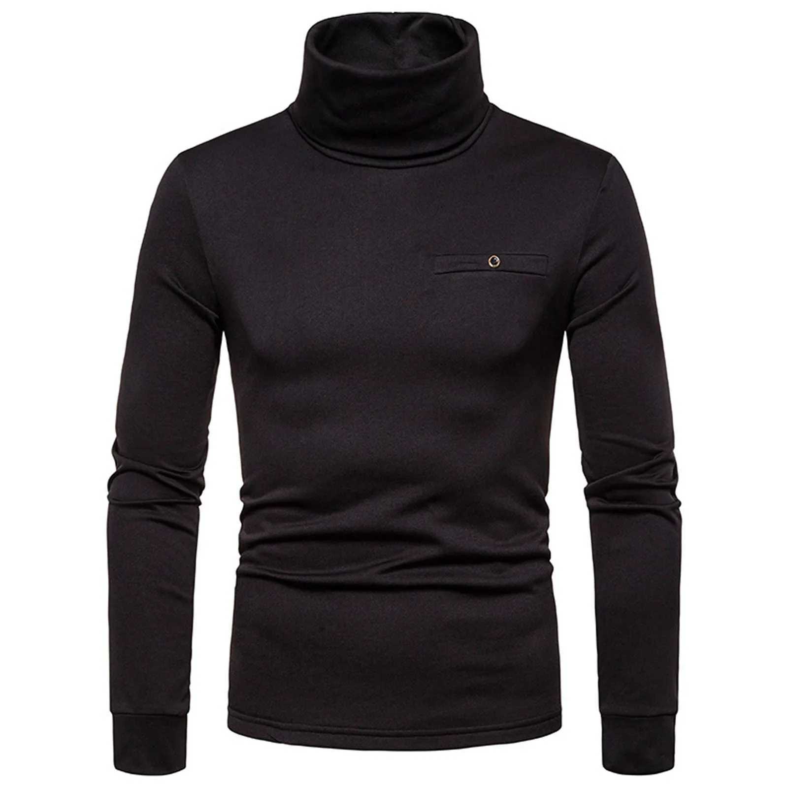 Mens Pullover Sweater Winter Thick Warm Turtle Neck Top Elegant Fashion Hot Underwear Basic Plain Shirt Long Sleeve Top W2411111