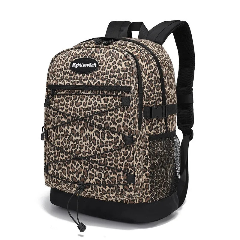 Trendy Casual Leopard Print Womens Backpack South Korea Large Capacity Versatile Leisure Schoolbag Y2k Unisex Travel Backpack 241111