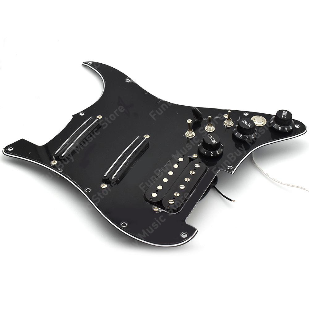 ST Electric Guitar Double Coil Pickup SSH Guitar Pickguard with Silence Switch/3.5 jackLoaded Prewired Black White