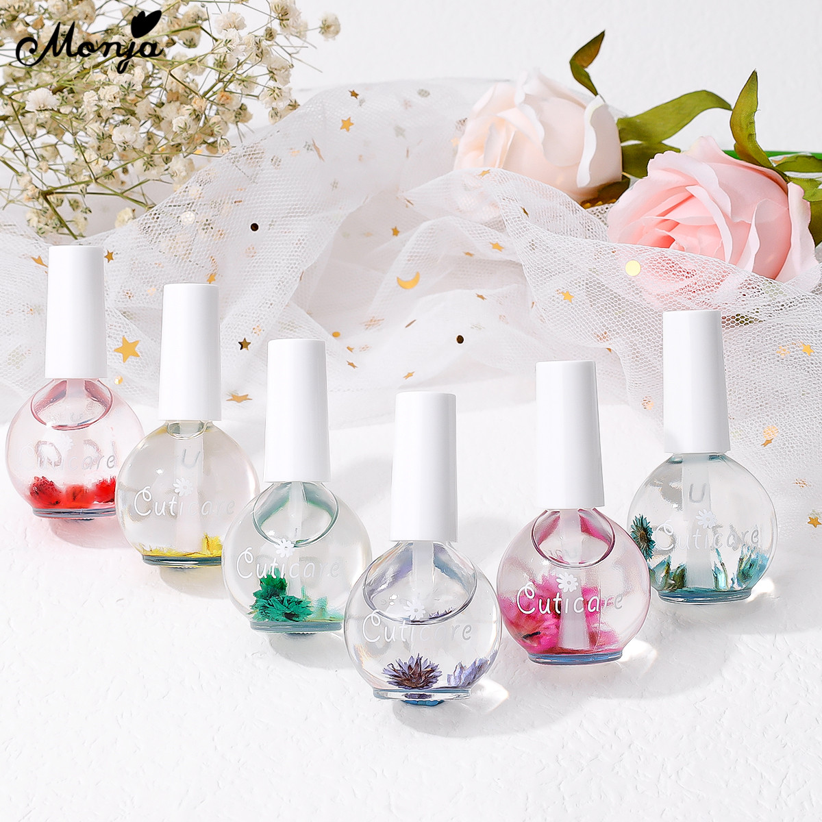 Monja 15ml Nail Treatments Flower Fragrance Oil Nourishment Finger Cuticle Soften Dead Skin Remove Manicure Pedicure Care Tool